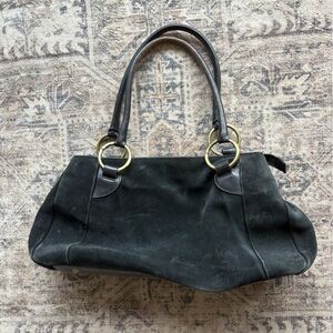 Elegant Black Suede Handbag